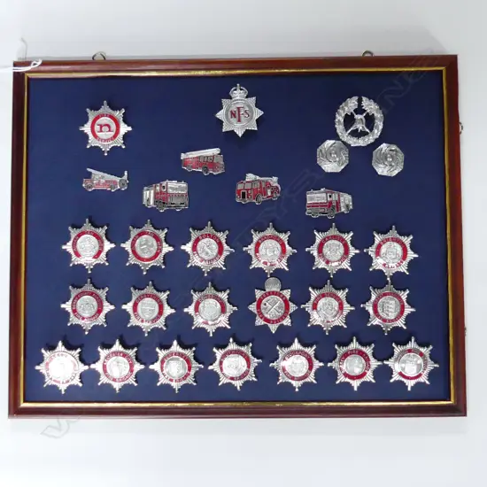 FRAMED UK FIRE BRIGADE BADGES 270x345mm