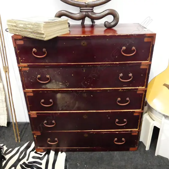 1930’S KYOTO LACQUERED CEDAR KIMONO CHEST H.1110mm W.891mm