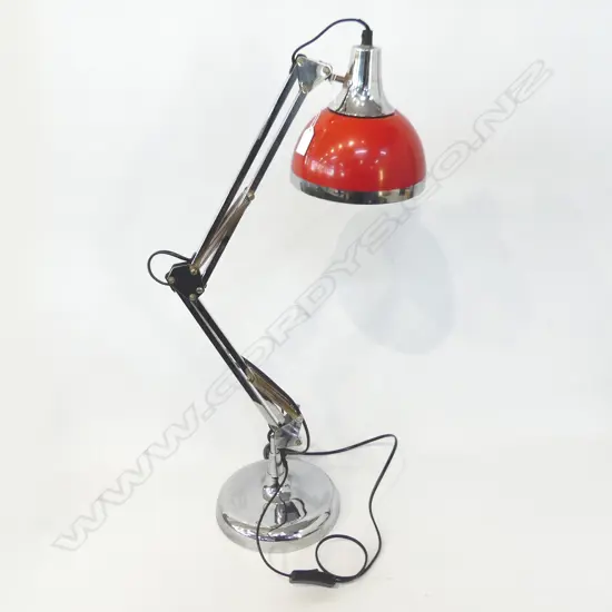 CHOMRE ANGLEPOISE w. ORANGE SHADE H.700mm