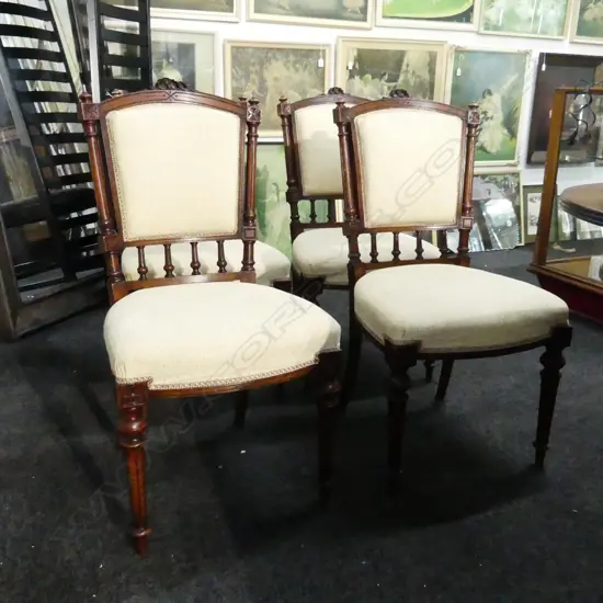 4 EDWARDIAN UPHOLSTERED DINING CHAIRS