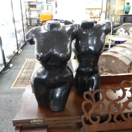 PR BRONZE TORSOS; MALE & FEMALE H.320mm