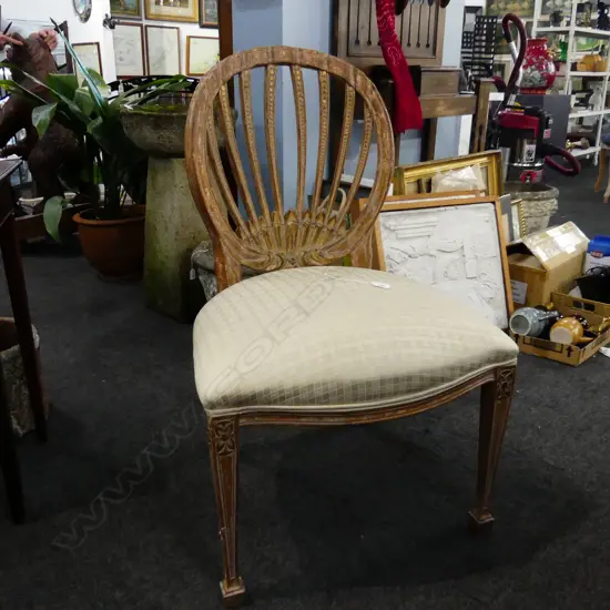 FRENCH STYLE GILDED SIDE CHAIR with SHELL BACK