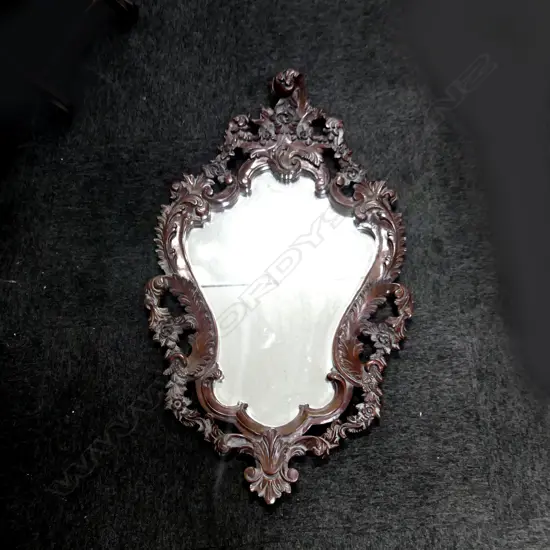 ORNATE CARVED WOODEN MIRROR 1100x650mm