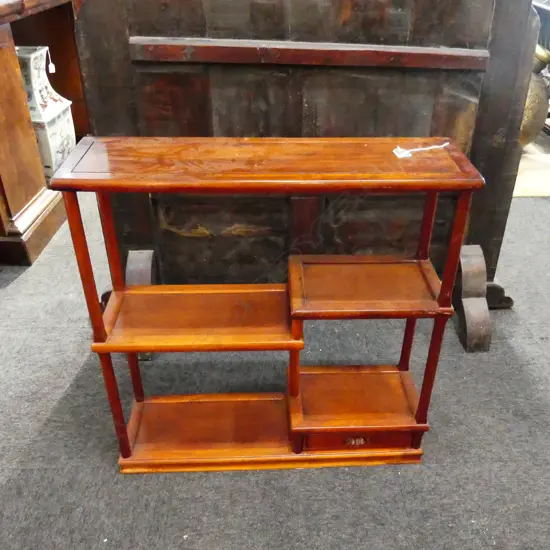 VINTAGE JAPANESE HARDWOOD COLLECTOR'S DISPLAY SHELF UNIT H.710mm