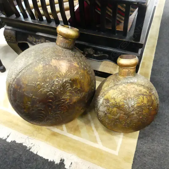 2 LG DECORATIVE METAL CONTAINERS H.450 / 550mm