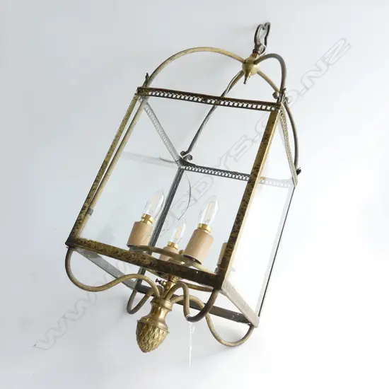 LATE 19thC GAS CONVERTED TO ELECTRIC LANTERN 300x300x820mm 