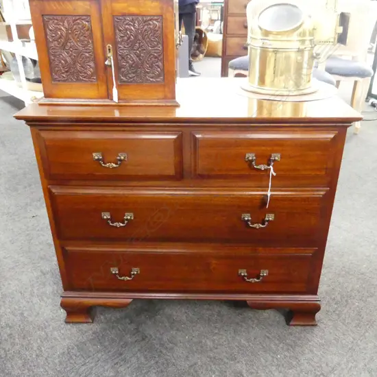 SMALL PROPORTIONED SOLID MAHOGANY GEORGIAN STYLE CHEST OF DRAWERS 840x450x705mm