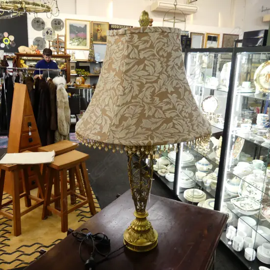 LG GOLD METAL LAMP w. FLOCKED SHADE H.855mm