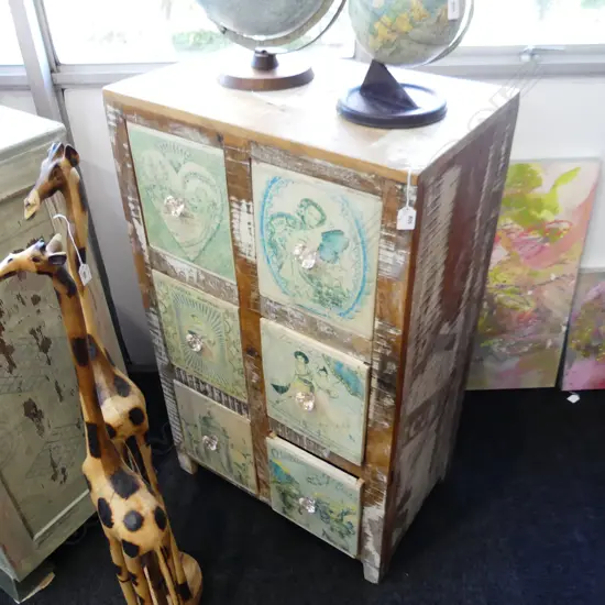 DECOUPAGE CHEST OF 6 DRAWERS 650x410x1080mm