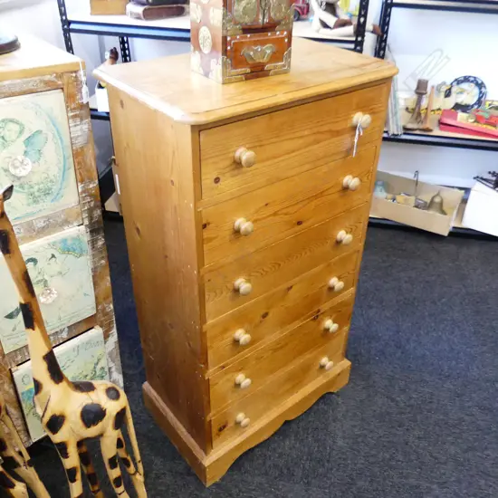 6 DRAWER PINE TALL BOY 600x360x1060mm