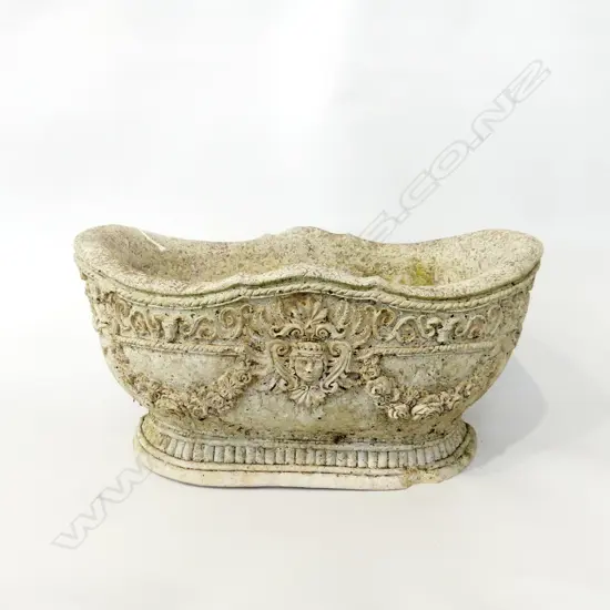 CONCRETE PLANTER w. ORNATE DECORATION W.370mm