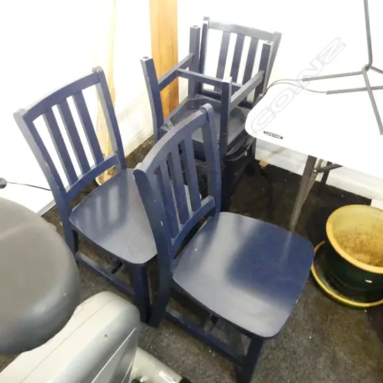 4 SMALL CHILDS CHAIRS AS NEW ' MR PARKER PLAYCHAIR' LABEL