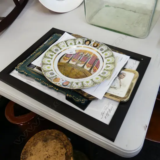 5 ITEMS: DIANA PRINT + 2 POPE PRINTS + CHARLES & DI PLATE etc
