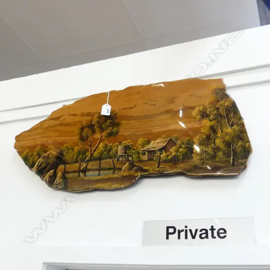 STEVE JOHNS AUSTRALIAN LANDSCAPE ARTWORK ON POLISHED STONE SLAB 290x680mm