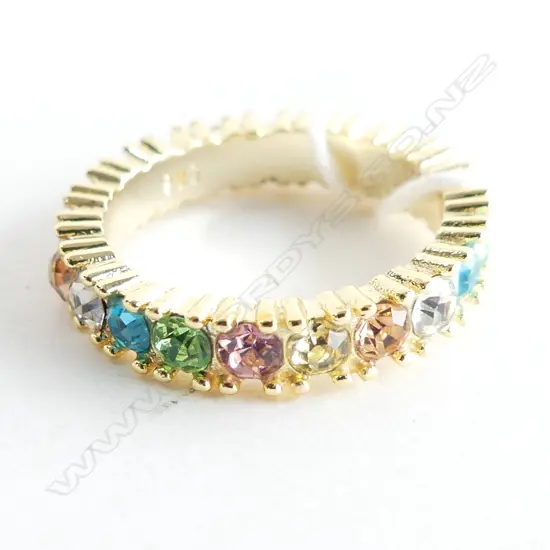 MULTI COLOURED STONE, GOLD PLATED ETERNITY RING