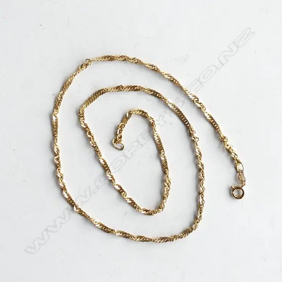 9CT GOLD FINE LINK CHAIN L.450mm. 3.7gms
