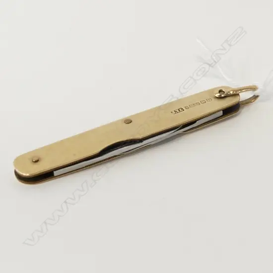 9ct GOLD POCKET KNIFE BIRMINGAM 1931 STEEL BLADES (AF)