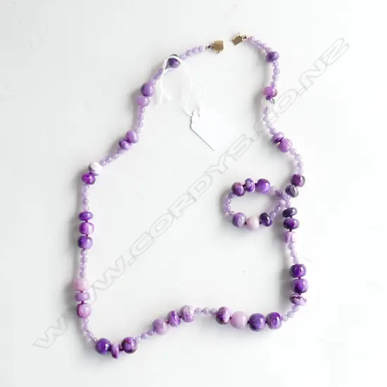 DYED PURPLE QUARTZ NECKLACE w. 14CT CLASP L.880mm