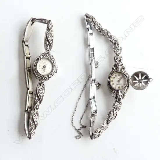 2 VINTAGE LADIES MARCASITE WATCHES: 1 SILVER