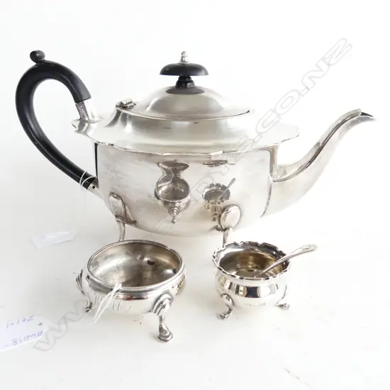 2 STG SILVER OPEN SALTS  69GMS + 1 EP SM SPOON + OLD SHEFFIELD EP TEAPOT