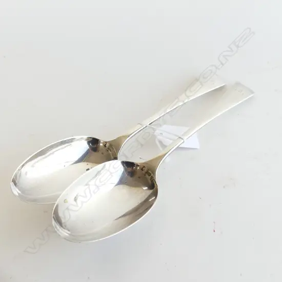 TWO VICTORIAN SILVER DESSERT SPOONS BIRMINGHAM 1894/1889 by Frederick Elkington	140gm