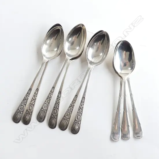 SET 6 & SET 3 SILVER TEASPOONS 83gms