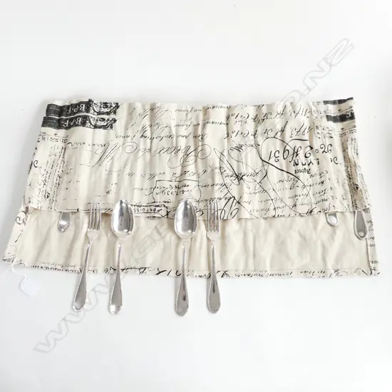 VINTAGE FRENCH CUTLERY IN 2 LINEN POUCHES (11 SETTINGS) 