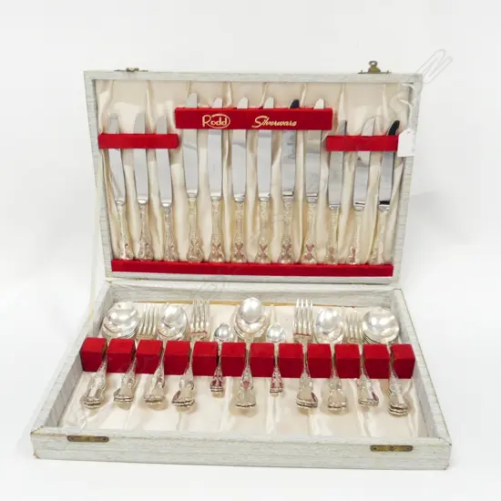 RODD CAMILLE 44PC CUTLERY SET, SILVER PLATED IN BOX, 6 PLACE SETTINGS, COMPLETE