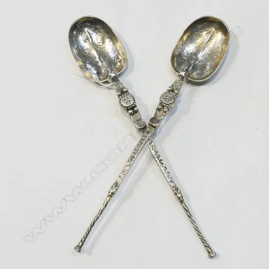 PR STG SILVER ANOINTING SPOONS - COMMEMORATE CORONATION OF EDWARD VIII B'HAM 1936 217 GRAMS