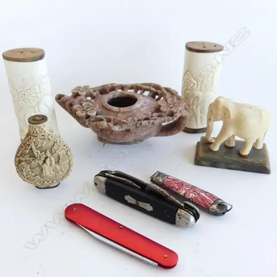 5 ORIENTAL PCS & 3 POCKET KNIVES