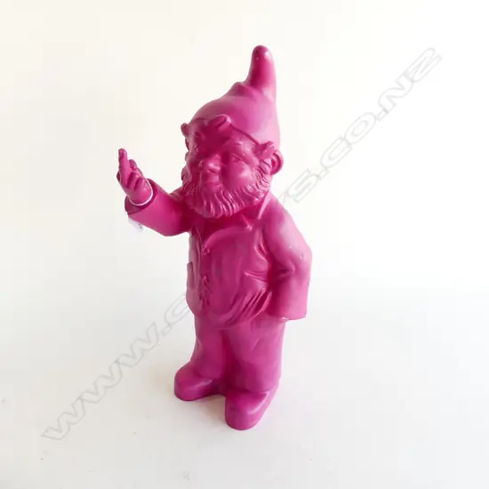 OTTMAR HORL PINK PLASTIC GNOME FLIPPING MIDDLE FINGER H.360mm