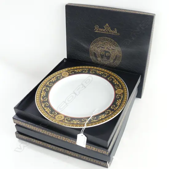 4 ROSENTHAL VERSACE ‘MEDUSA’ DINNER PLATES ALL BOXED, DIA.270mm