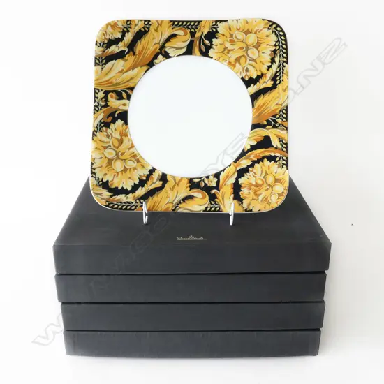 4 BOXED ROSENTHAL VERSACE ‘VANITY’ LG SQUARE DINNER PLATES, DIA.270mm