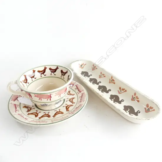 EMMA BRIDGEWATER LG BREAKFAST CUP & SAUCER + HAND PAINTED PRICE KENSINGTON LONG DISH (L335MM)