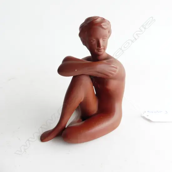 AUSTRIAN TERRACOTTA POTTERY NUDE LADY FIGURE (STICKER TO BASE) H. 125MM