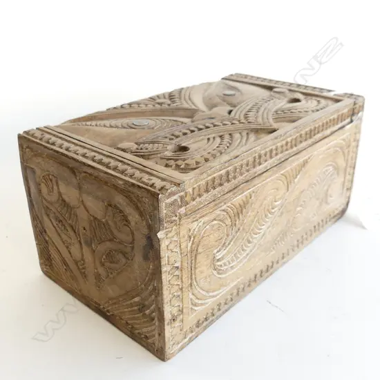 CARVED WOODEN MAORI BOX W.235mm