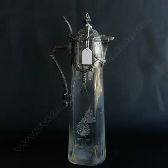 JUGENDSTIL SILVER PLATE CLARET JUG H.365mm