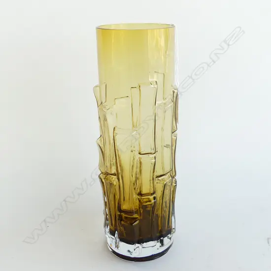 SWEDISH ASEDA SMOKY GLASS 'Bamboo' or 'Bark' VASE DESIGNED BY Bo Borgstrom c1960's. H.240mm