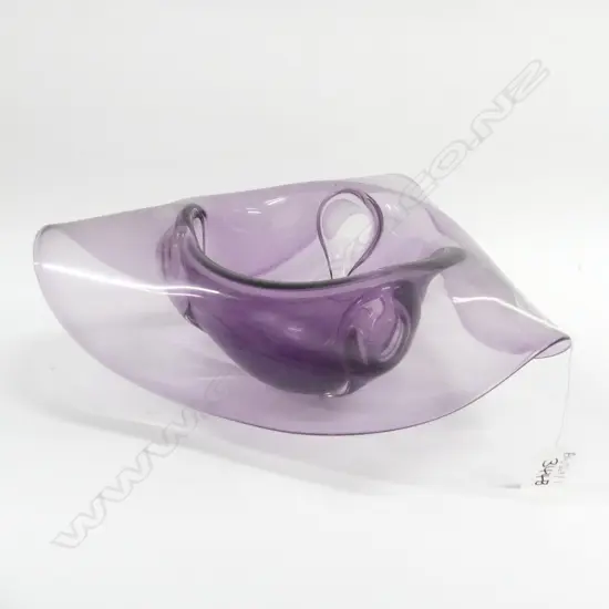 LG SIGNED PURPLE ART GLASS BOWL 280mm dia