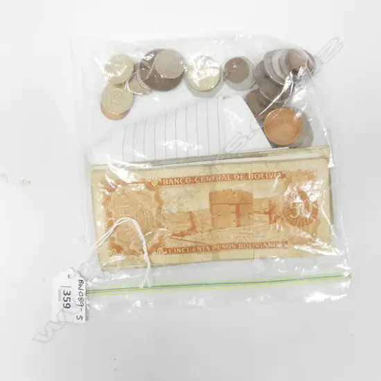 BAG FOREIGN NOTES & COINS