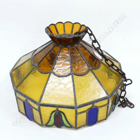 LG STAINED GLASS & LEADLIGHT CEILING LIGHT - DIA. 410MM