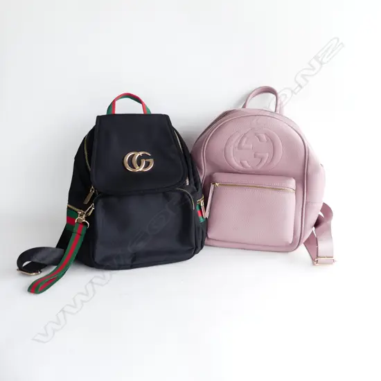 2 FAUX GUCCI BACK PACKS, ONE PINK, ONE BLACK