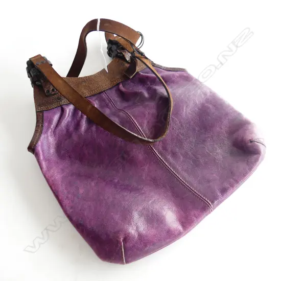 DIESEL PURPLE & BROWN LEATHER HAND BAG