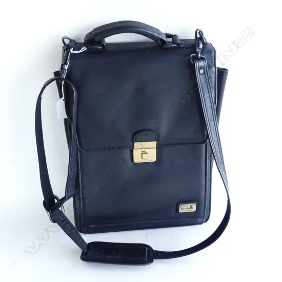 BLACK LEATHER SATCHEL BAG BY CONDOTTI H.330mm