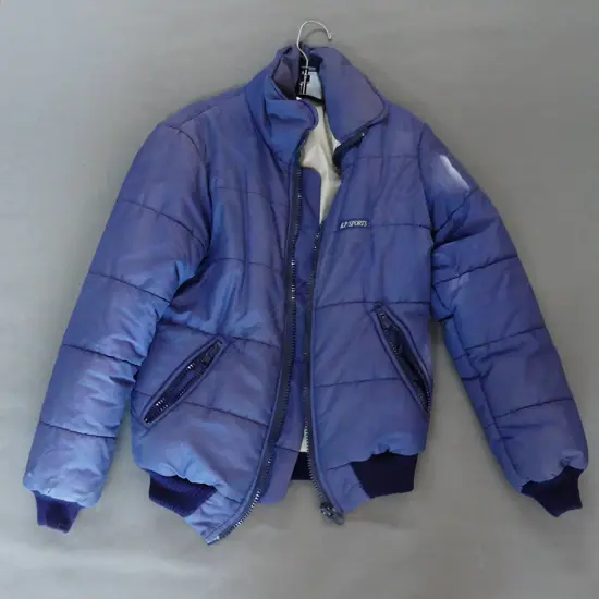 VINTAGE 1980s 'ALP SPORTS' BLUE PUFFER JACKET MADE IN CHCH SIZE M