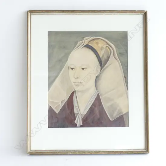 ÁFTER ROGIER VAN DER WEYDEN WATERCOLOUR BY 'MOYA' 1957 330x275mm