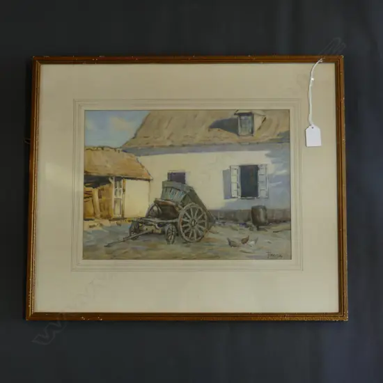 NUGENT WELSH 1881-1970 FRENCH FARMHOUSE (1915) W/C 250x345mm