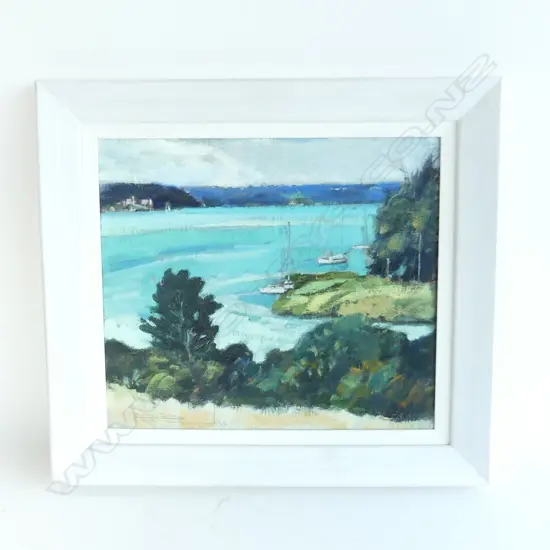 RUSSELL HOLLINGS PAINTING . MEOLA CREEK  OIL ON BOARD  2015. 310 x 355mm