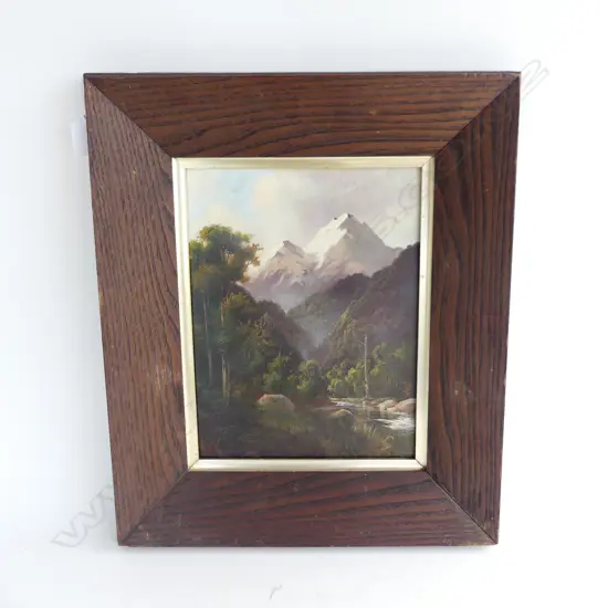 HENRY WILLIAM KIRKWOOD COLONIAL LANDSCAPE OIL ON BOARD 290x220mm FRAMED TO AUCKLAND ART GALLERY CONSERVATION STANDARD