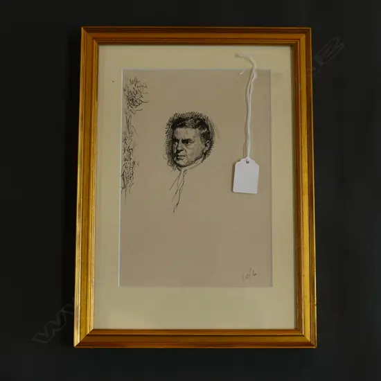 H LINLEY RICHARDSON, ‘UNSIGNED PORTRAIT SKETCH,’ INK ON PAPER 220x150mm